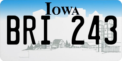 IA license plate BRI243
