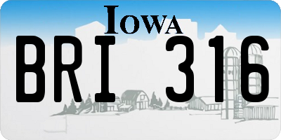 IA license plate BRI316