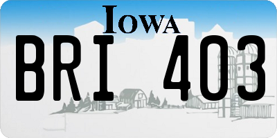 IA license plate BRI403