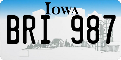 IA license plate BRI987