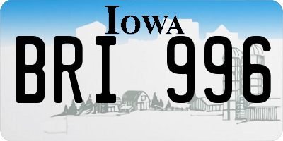 IA license plate BRI996