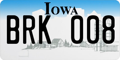 IA license plate BRK008