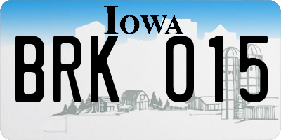 IA license plate BRK015
