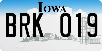 IA license plate BRK019