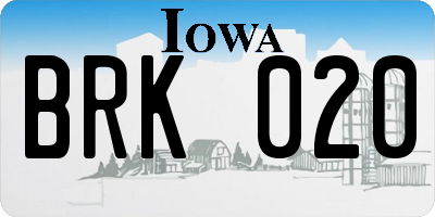 IA license plate BRK020