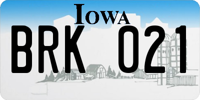 IA license plate BRK021