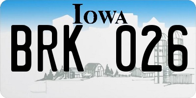 IA license plate BRK026