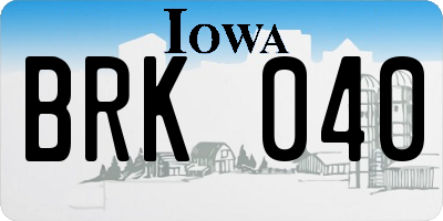 IA license plate BRK040