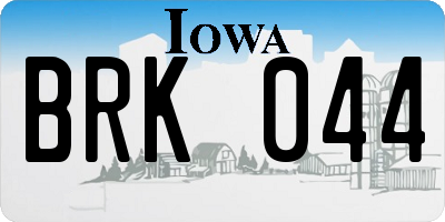 IA license plate BRK044