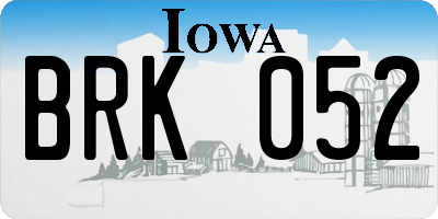 IA license plate BRK052