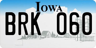 IA license plate BRK060