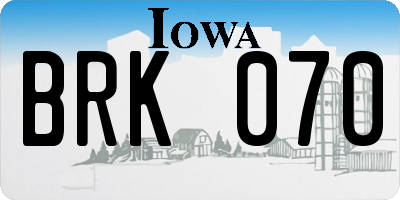 IA license plate BRK070