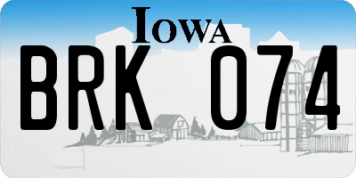 IA license plate BRK074