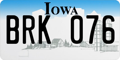 IA license plate BRK076