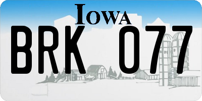 IA license plate BRK077