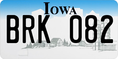 IA license plate BRK082