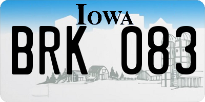 IA license plate BRK083