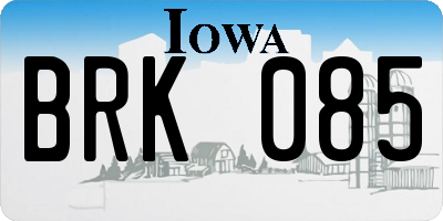IA license plate BRK085