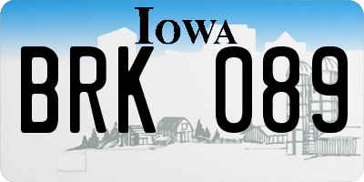 IA license plate BRK089