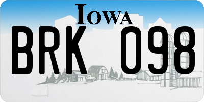 IA license plate BRK098