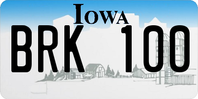 IA license plate BRK100