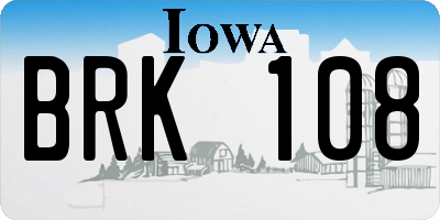 IA license plate BRK108