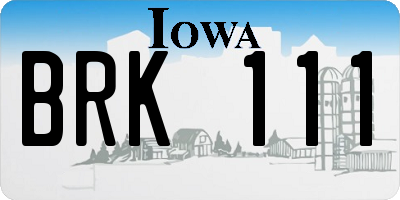 IA license plate BRK111