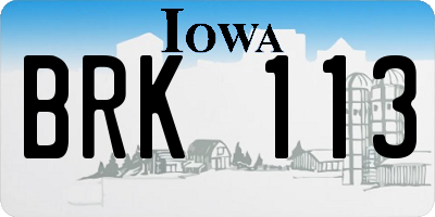 IA license plate BRK113