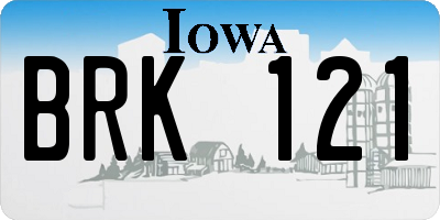 IA license plate BRK121