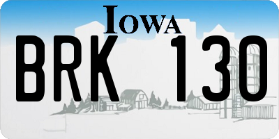 IA license plate BRK130