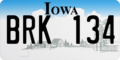 IA license plate BRK134