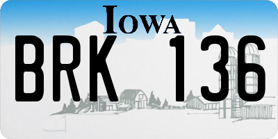IA license plate BRK136