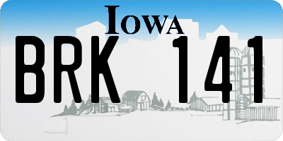IA license plate BRK141