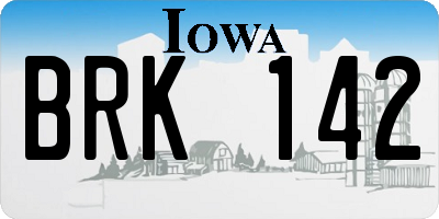 IA license plate BRK142