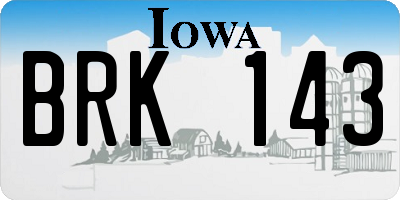 IA license plate BRK143