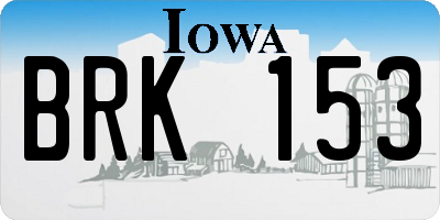 IA license plate BRK153