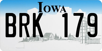 IA license plate BRK179