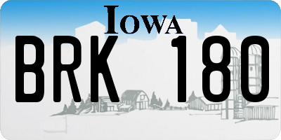 IA license plate BRK180