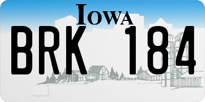 IA license plate BRK184