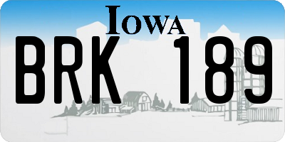 IA license plate BRK189