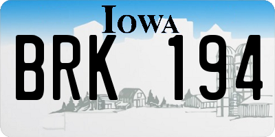 IA license plate BRK194