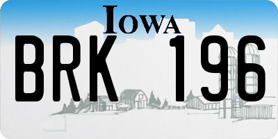 IA license plate BRK196