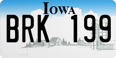 IA license plate BRK199