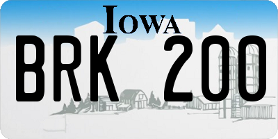 IA license plate BRK200