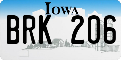IA license plate BRK206