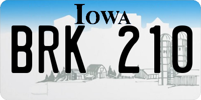 IA license plate BRK210