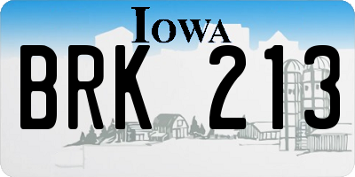 IA license plate BRK213