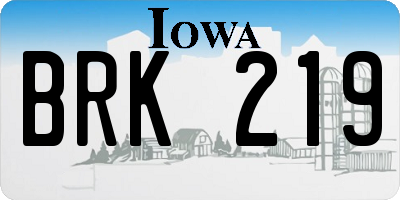 IA license plate BRK219