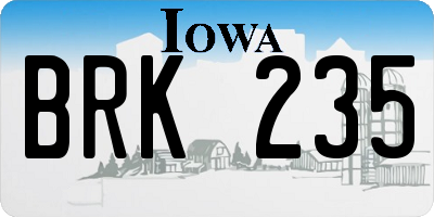 IA license plate BRK235
