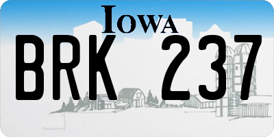 IA license plate BRK237